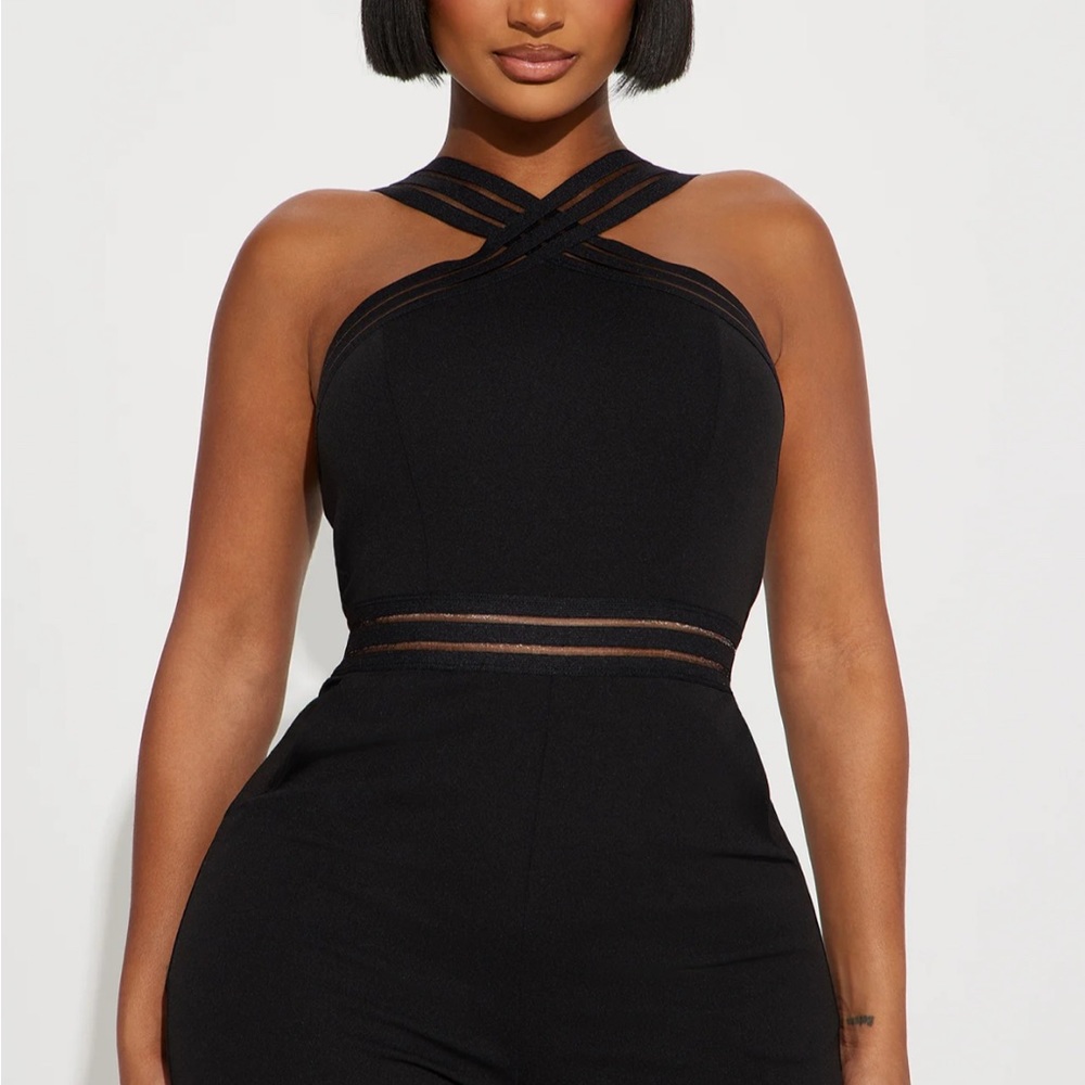 Chic Black Cross-Strap Jumpsuit